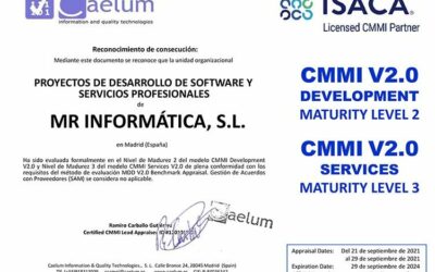 MR Informática renueva su certificación en CMMI
